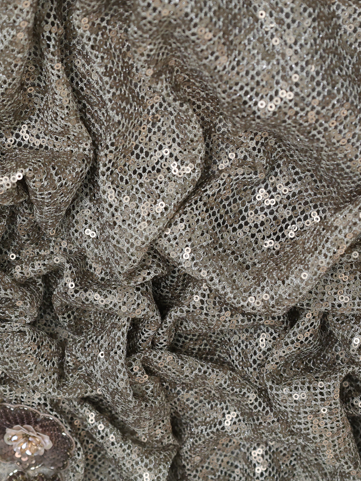 Grey Sequin Embroidered Netted Organza Designer Saree