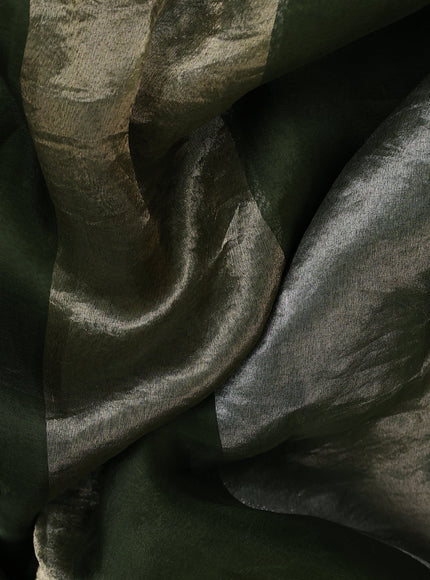 Sap Green Pure Organza Silk Saree With Embroidery Readymade Blouse