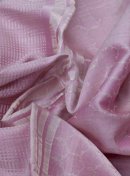 Pastel Lavender Kanchipuram Silk Saree With Pichwai Design Border Embroidery