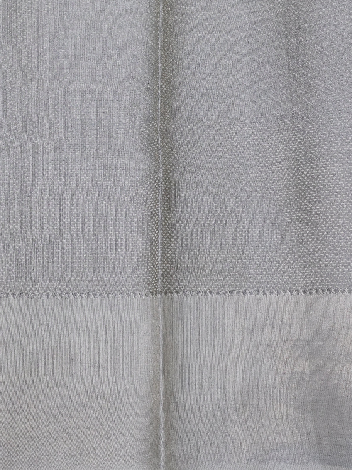 Pastel Grey Kanchipuram Silk Saree With Pichwai Design Border Embroidery