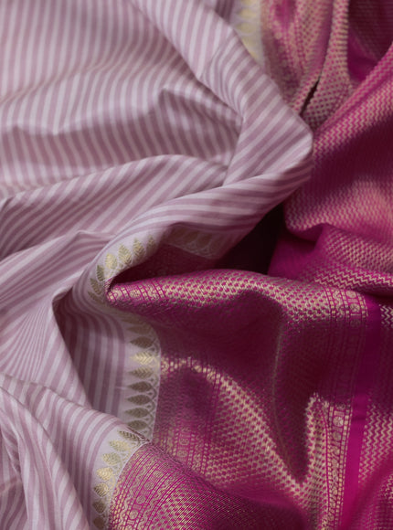 Pastel Pink-Pink Pure Kanchipuram Silk Saree With Border Embroidery