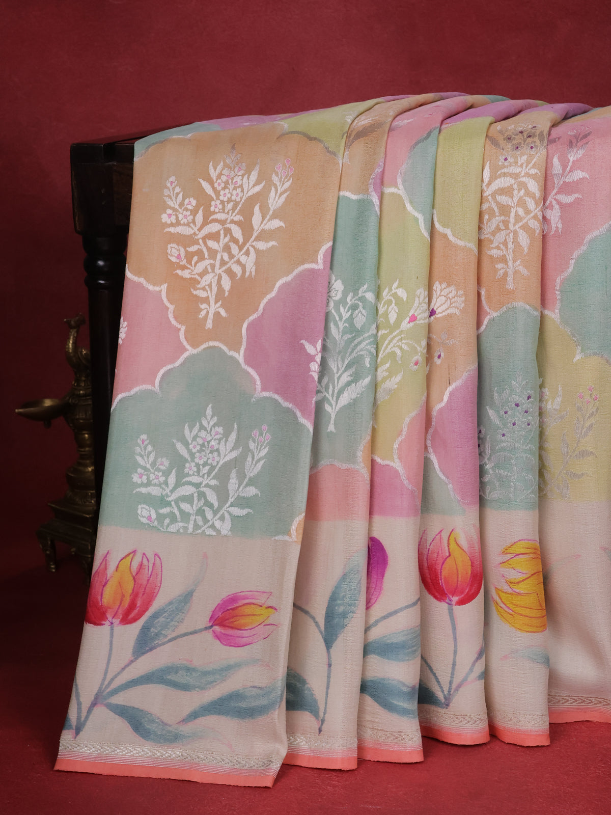 Multi Colour Khaddi Banarasi Tussar Georgette Saree