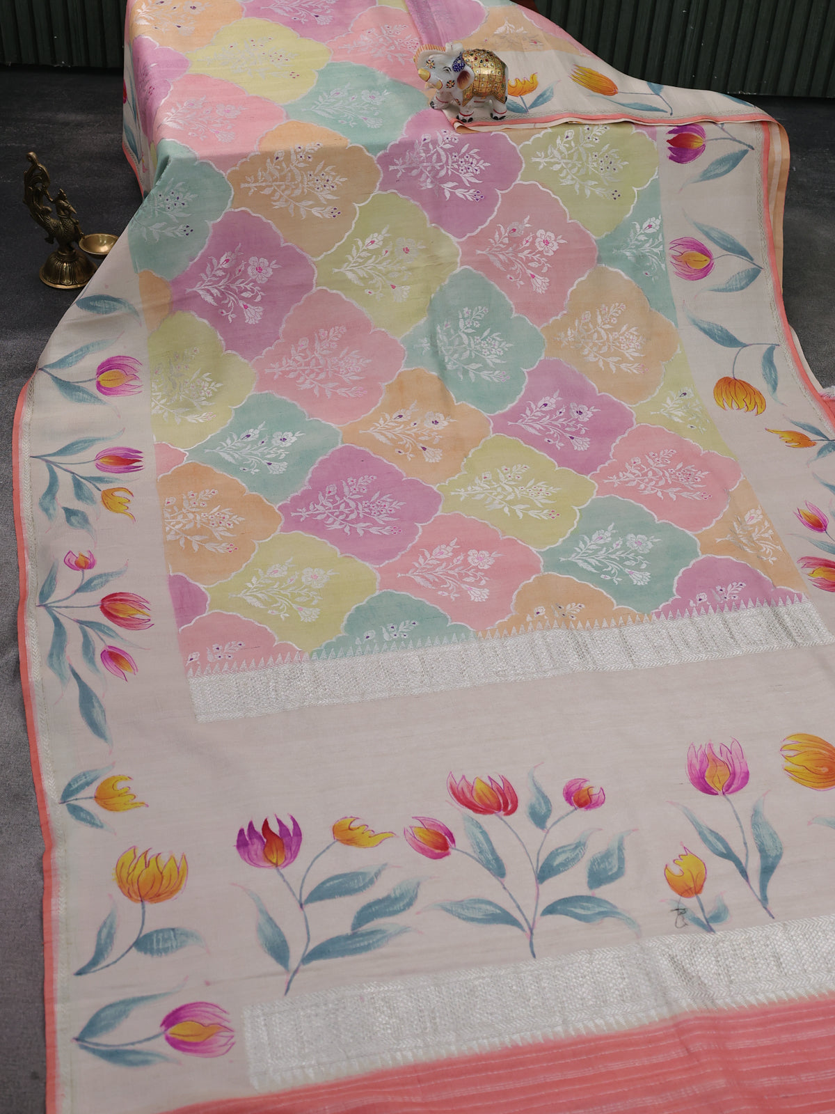 Multi Colour Khaddi Banarasi Tussar Georgette Saree