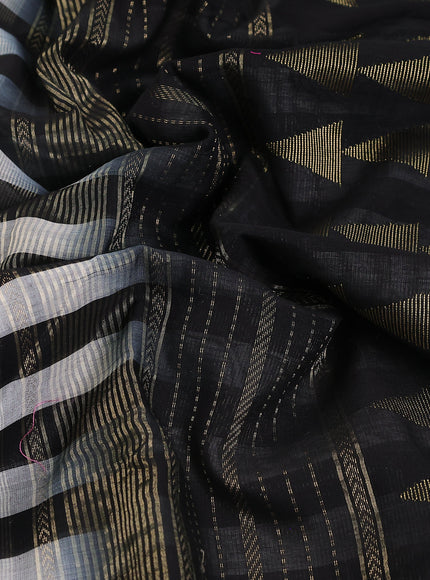Off White-Black Tissue Silk Saree