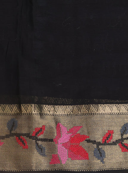 Off White-Black Tissue Silk Saree