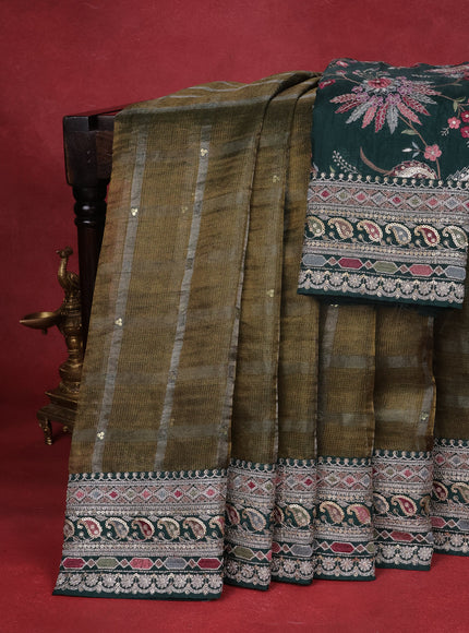 Sap Green Tissue Silk Saree