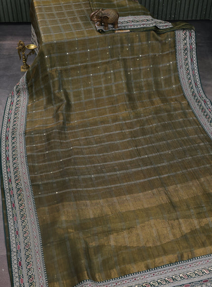 Sap Green Tissue Silk Saree