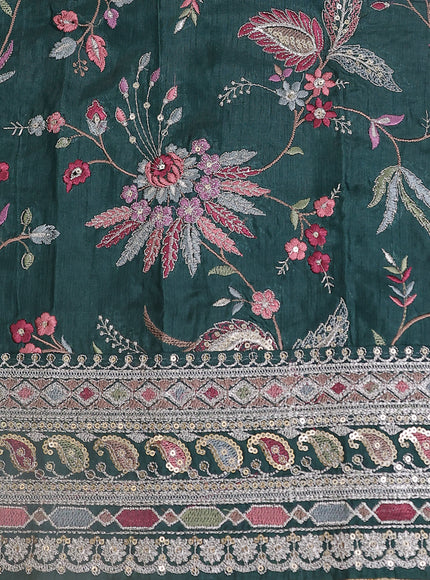 Sap Green Tissue Silk Saree
