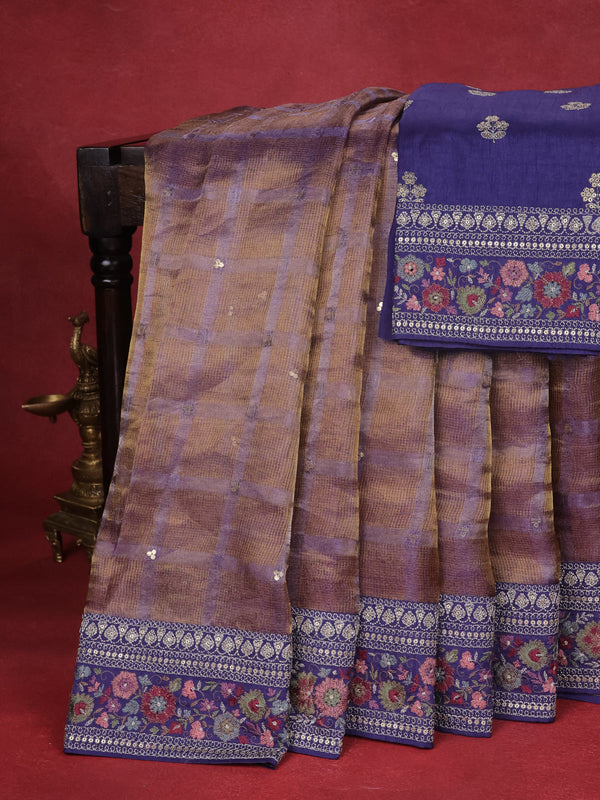Blue Tissue Silk Saree