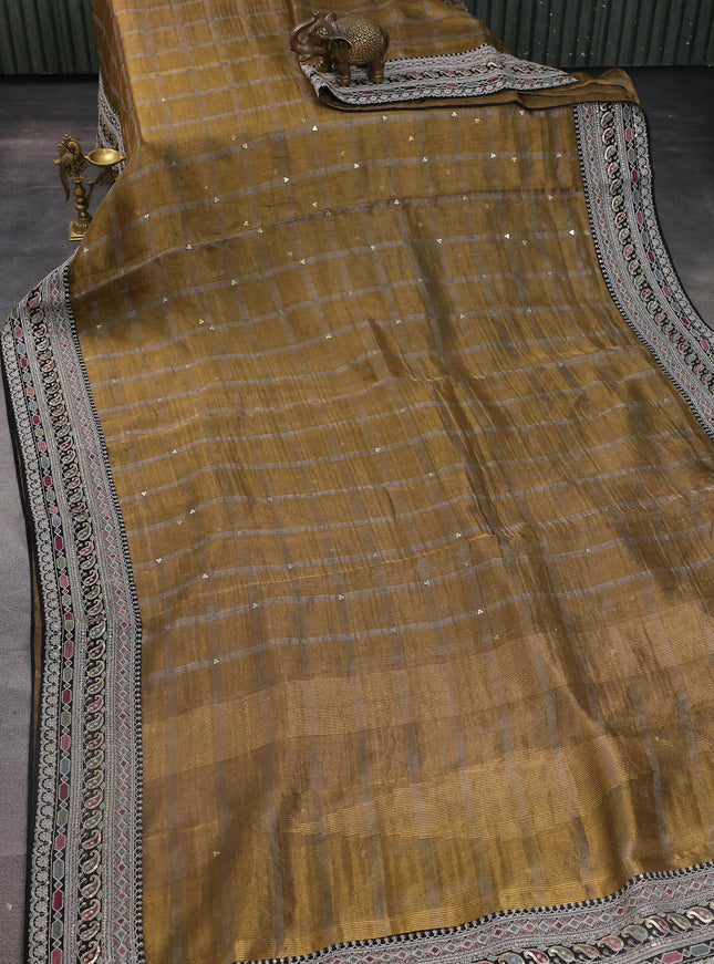 Gold-Black Tissue Silk Saree