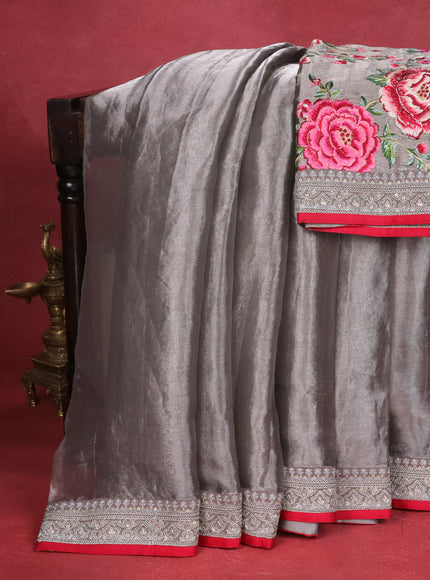 Grey Tissue Silk Saree