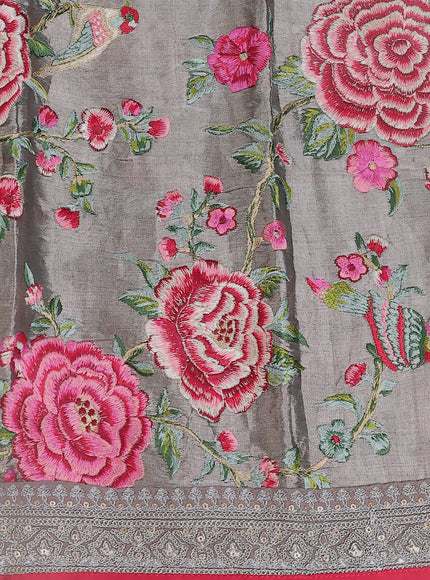 Grey Tissue Silk Saree