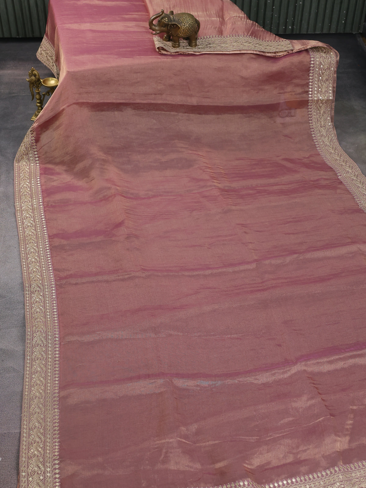 Pastel Pink Tissue Silk Saree