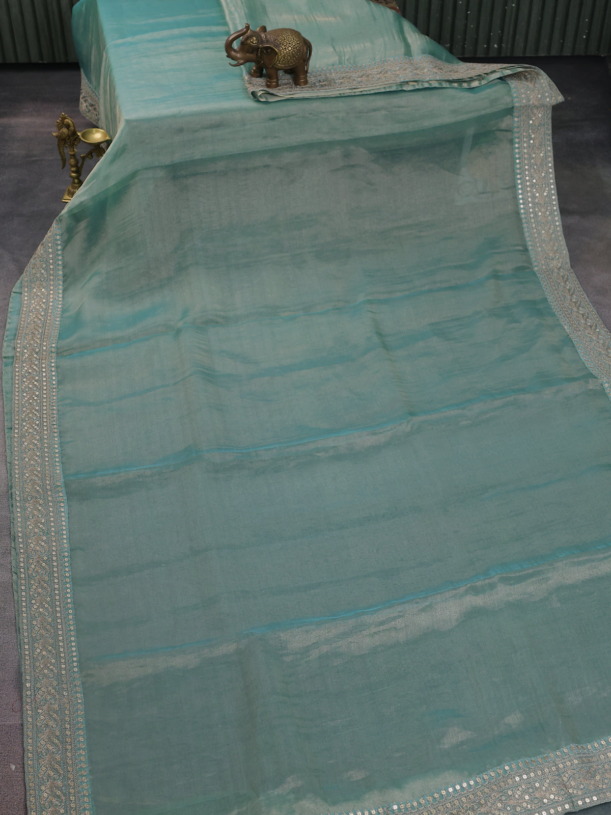 Pastel Blue Tissue Silk Saree