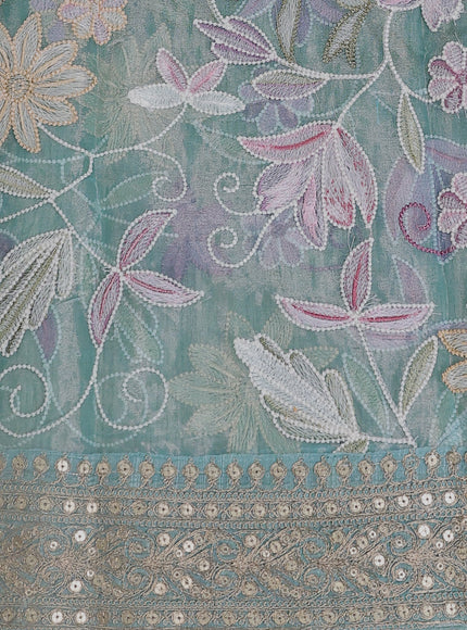 Pastel Blue Tissue Silk Saree