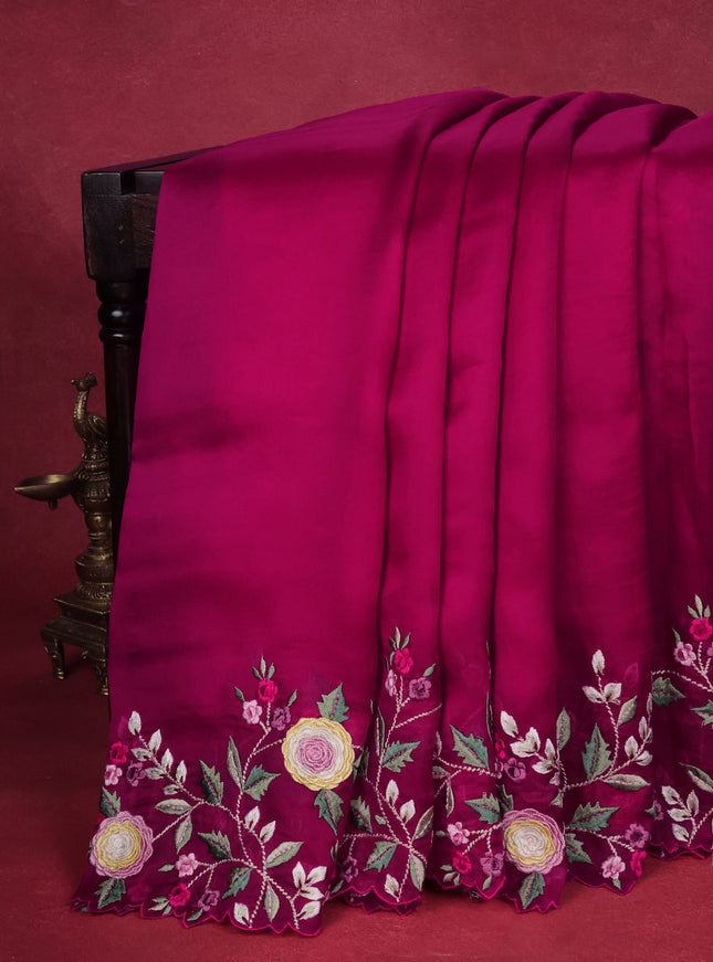 Pink Organza Silk Saree