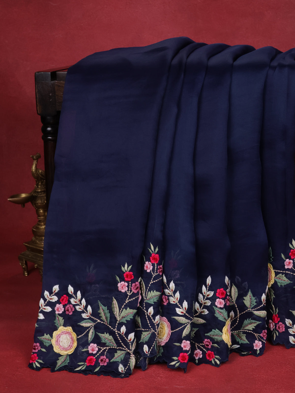 Peacock Blue Organza Silk Saree