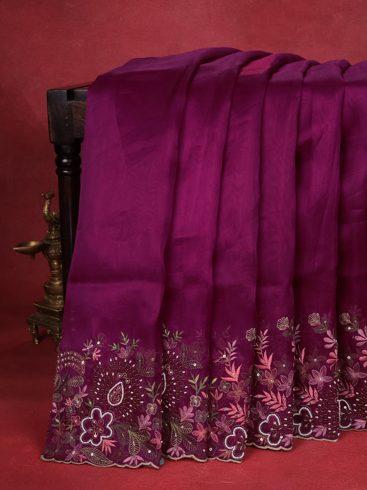 Magenta Pink Organza Silk Saree