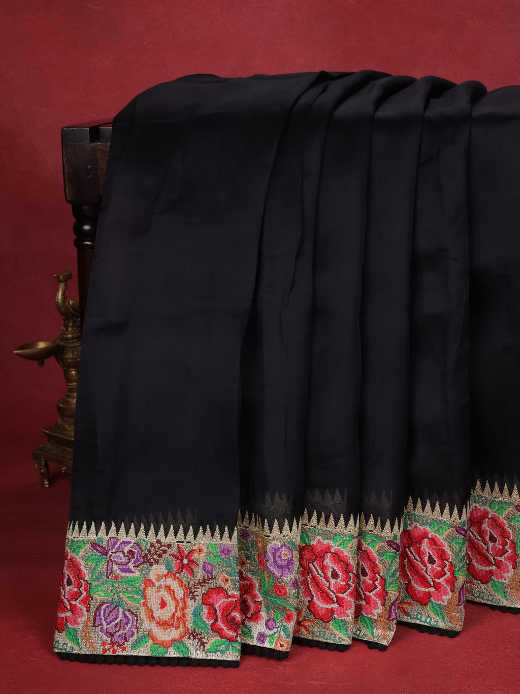 Black Organza Silk Saree