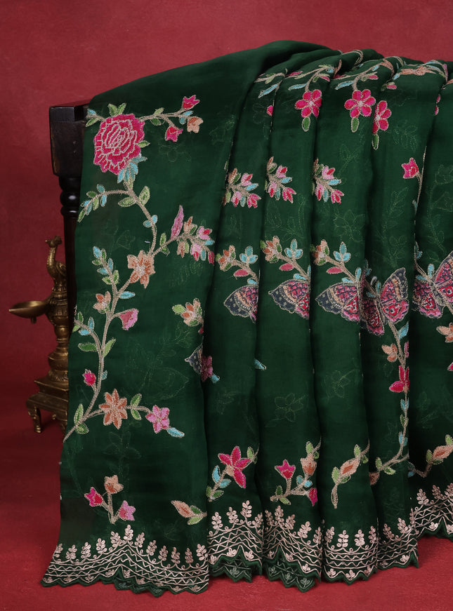 Green Organza Silk Saree
