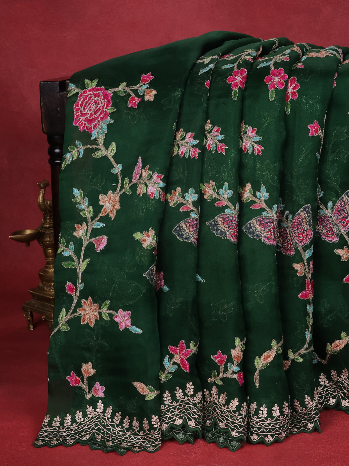 Green Organza Silk Saree