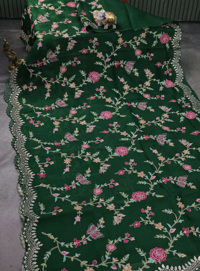 Green Organza Silk Saree