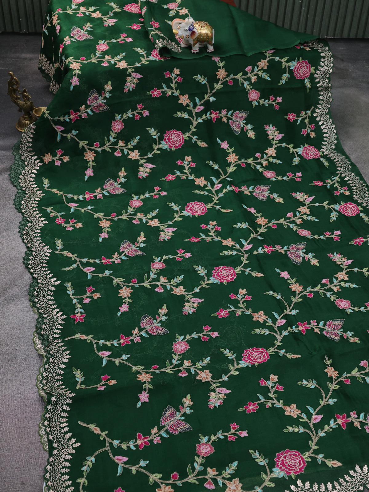 Green Organza Silk Saree