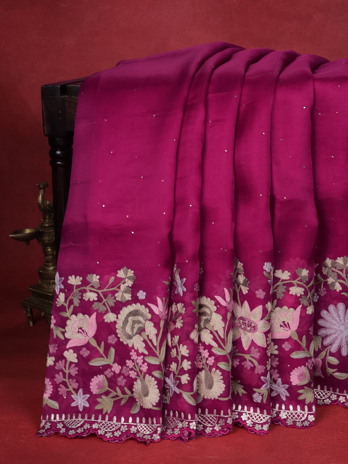 Pink Organza Silk Saree