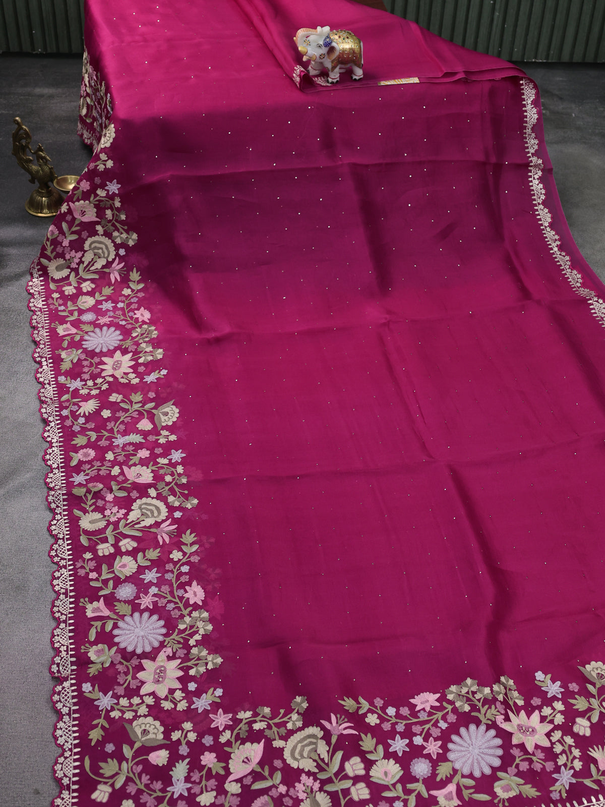Pink Organza Silk Saree