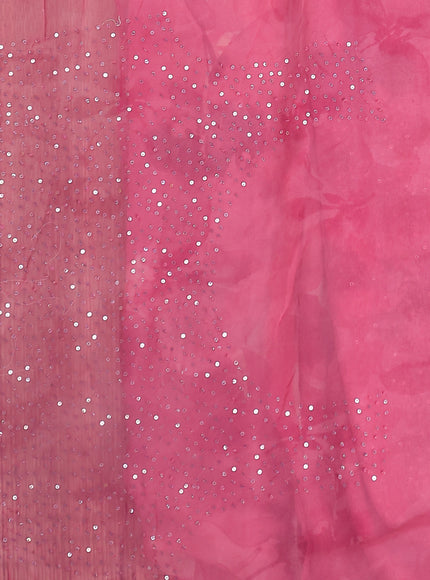 Peach Pink Georgette Sequin Embroidered Saree