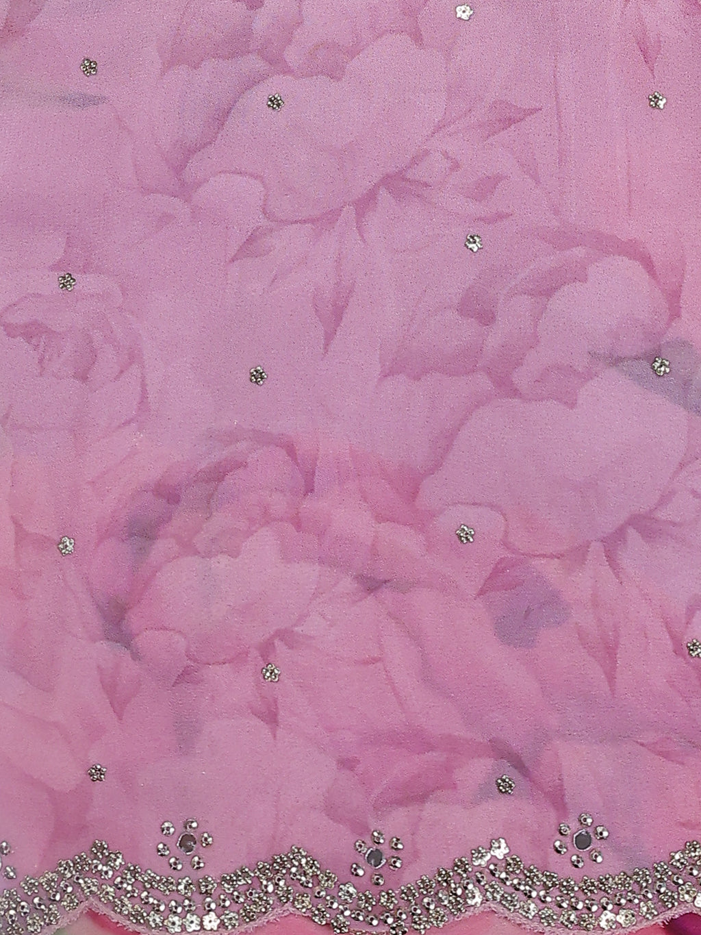 Lavender- Sandal Georgette Sequin Embroidered Saree