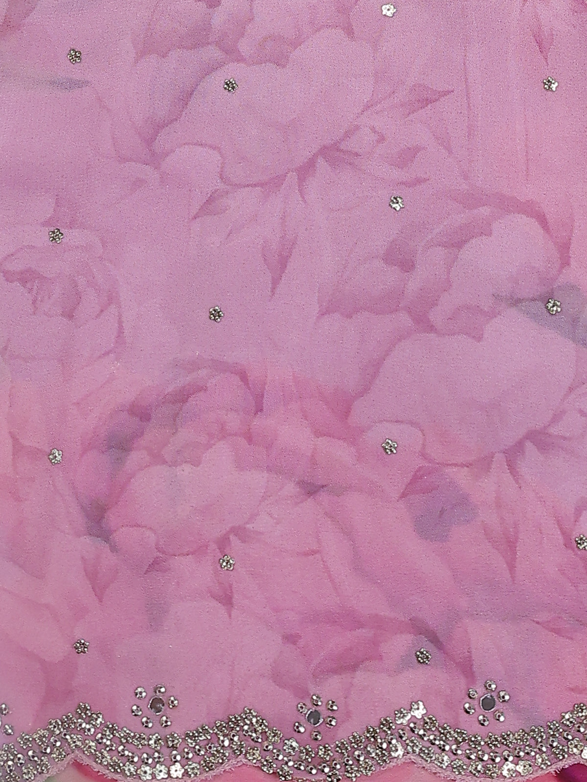 Lavender- Sandal Georgette Sequin Embroidered Saree