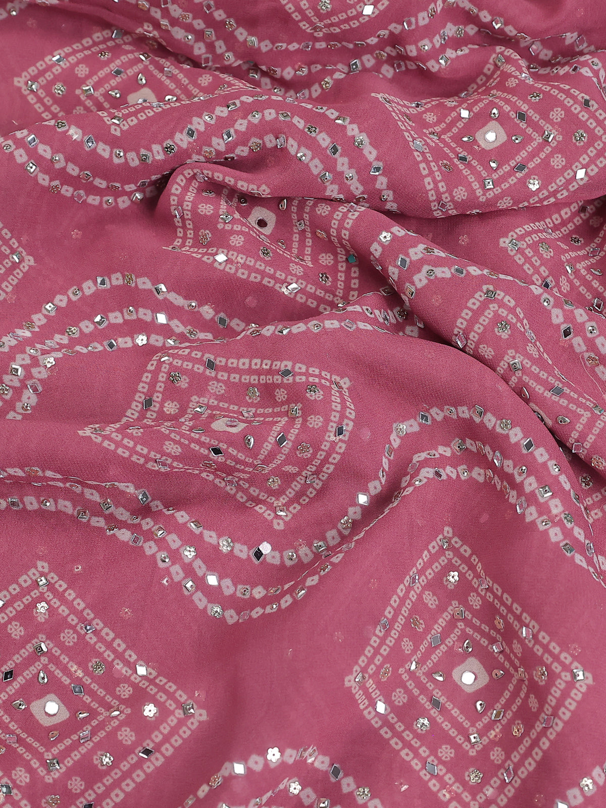 Muave Pink Georgette Sequin Embroidered Saree
