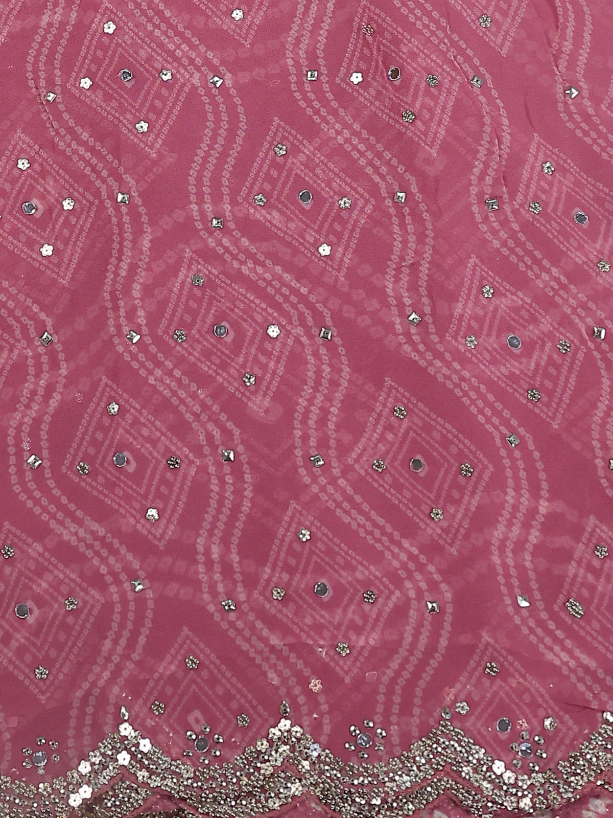 Muave Pink Georgette Sequin Embroidered Saree