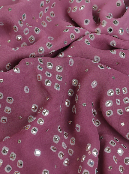 Muave Pink Georgette Sequin Embroidered Saree