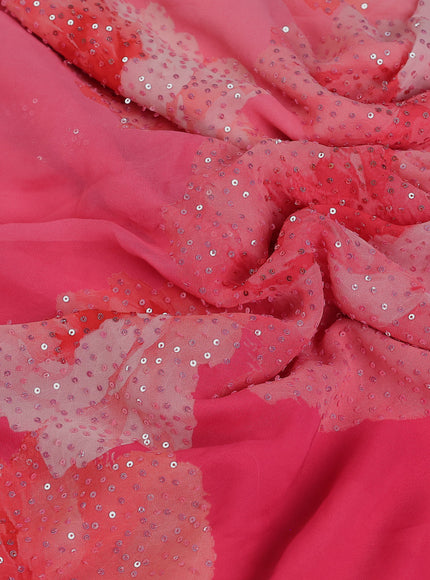 Peach Pink Georgette Sequin Embroidered Saree