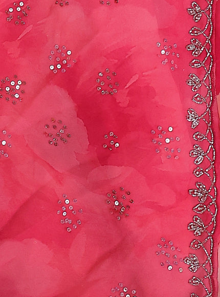 Peach Pink Georgette Sequin Embroidered Saree