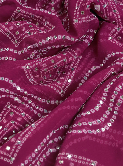 Magenta Pink Georgette Sequin Embroidered Saree