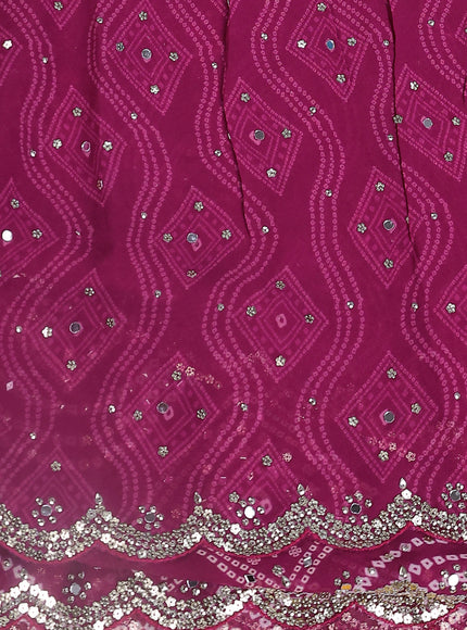 Magenta Pink Georgette Sequin Embroidered Saree