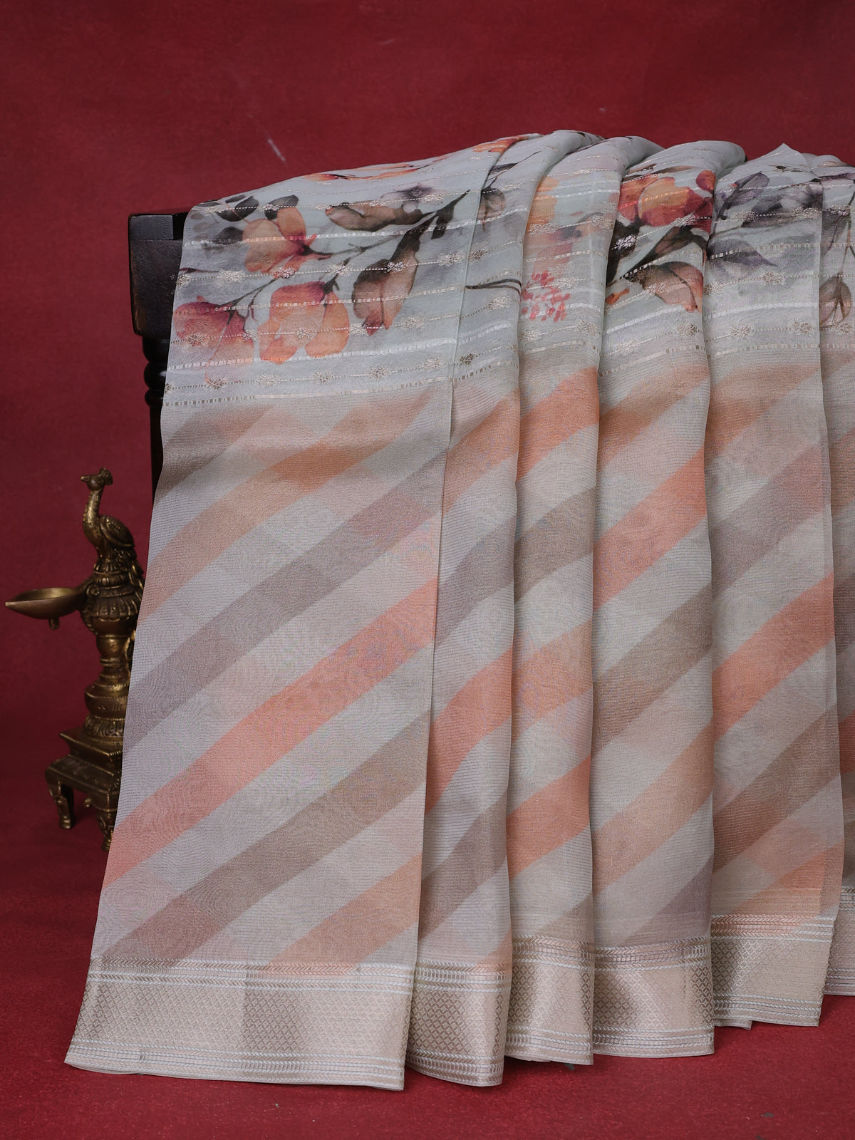 Pastel Blue Organza Silk Saree