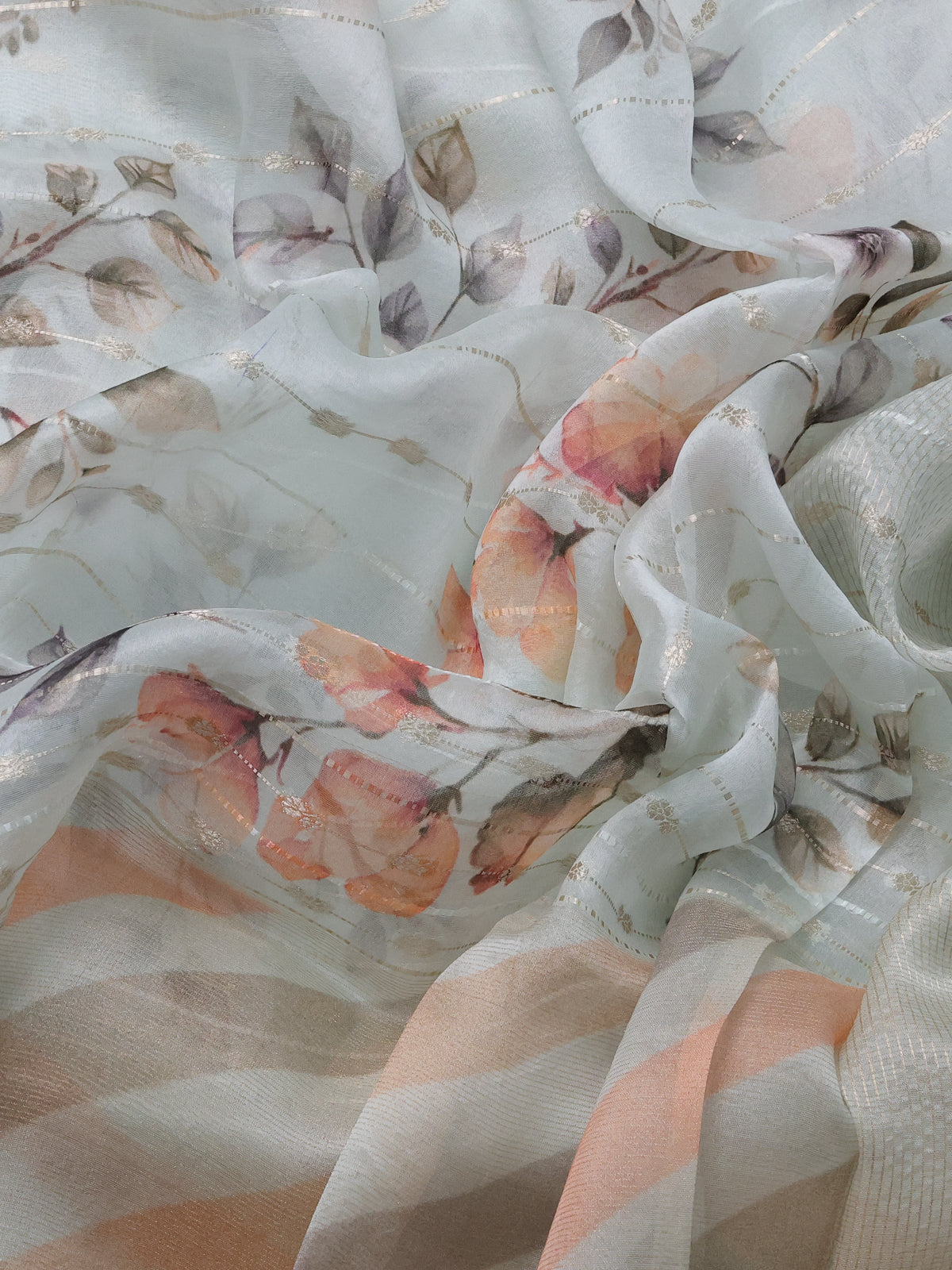 Pastel Blue Organza Silk Saree