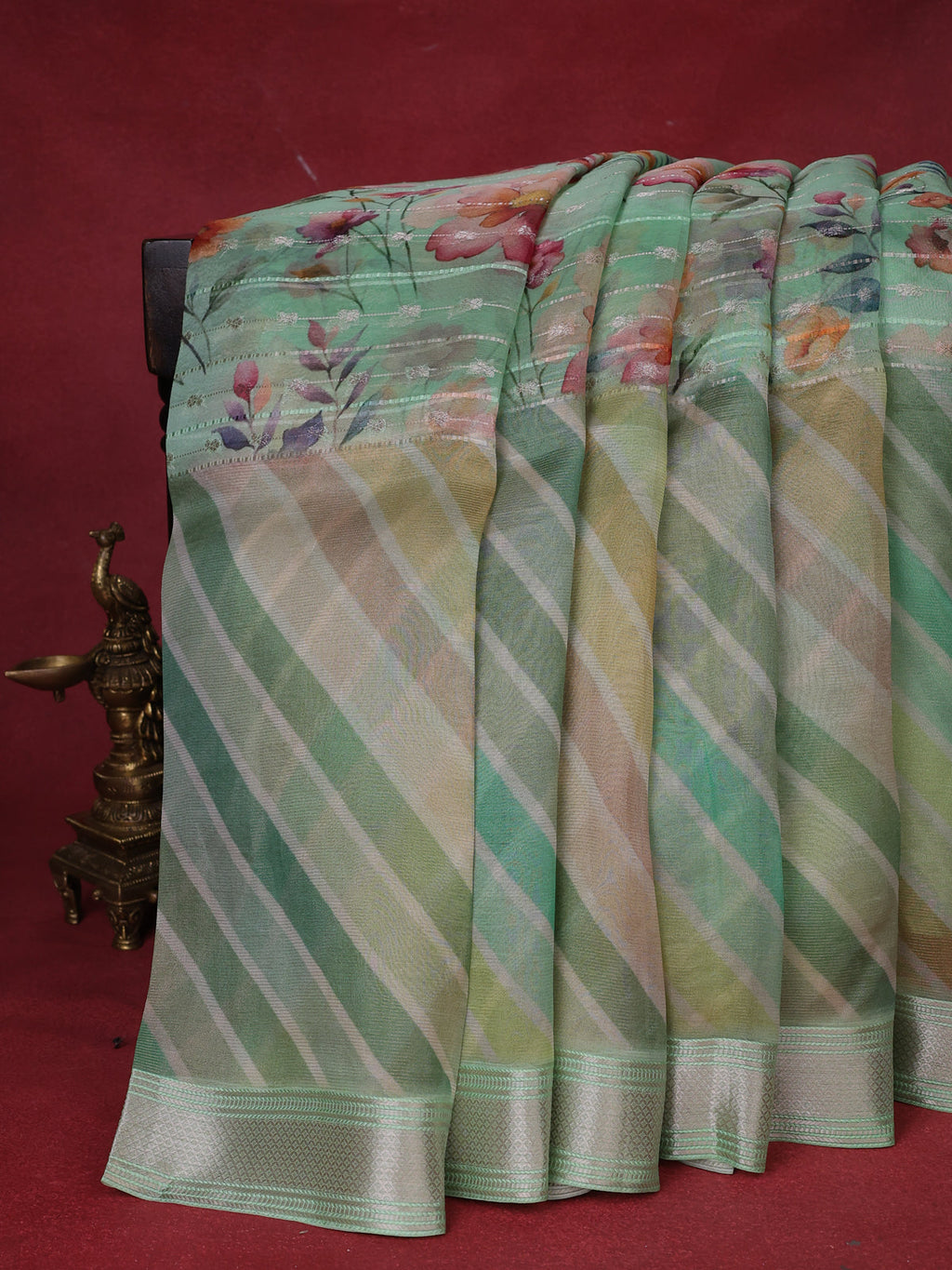 Pastel Green Organza Silk Saree