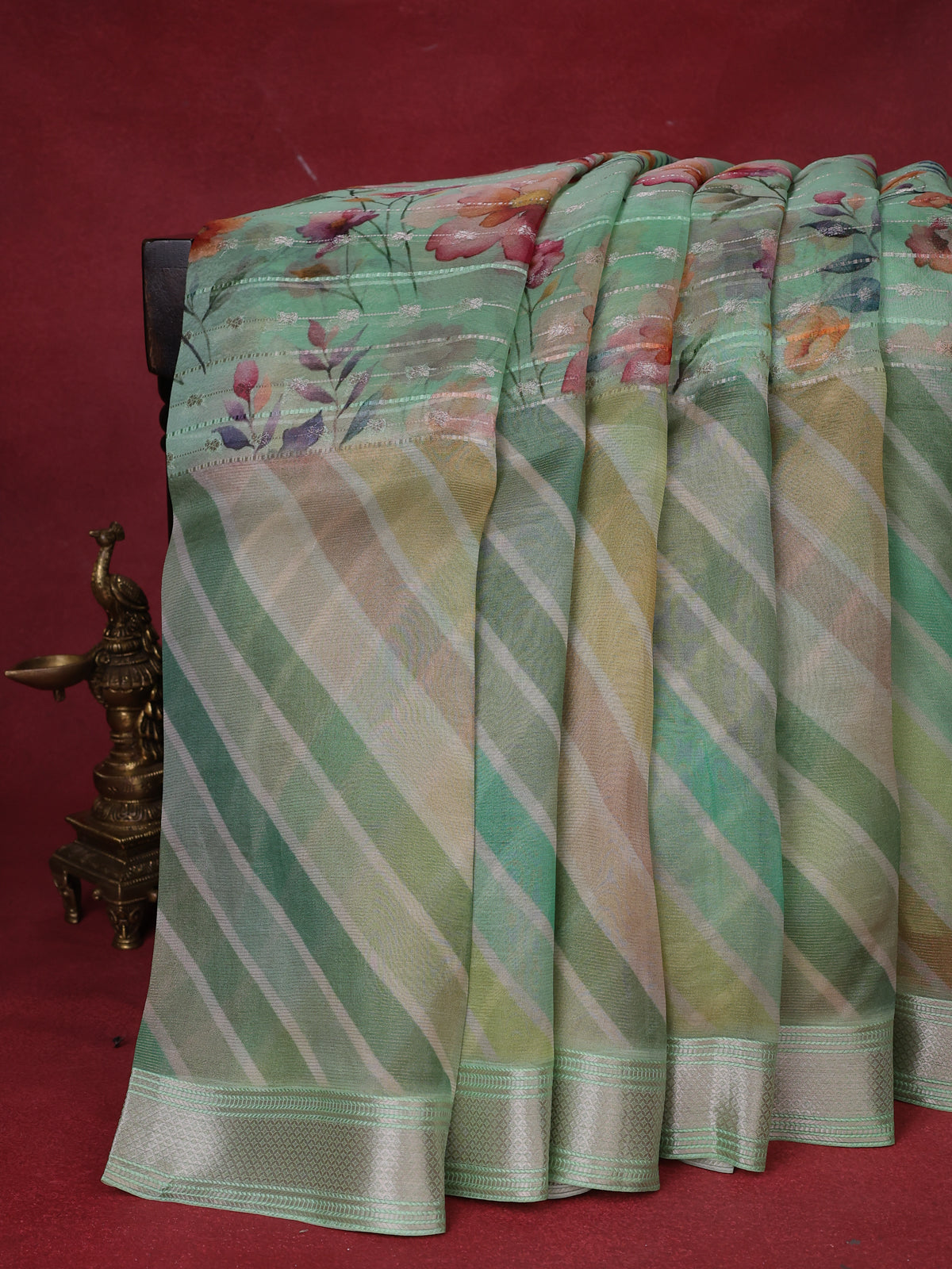 Pastel Green Organza Silk Saree