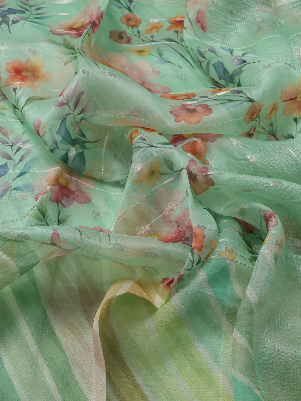 Pastel Green Organza Silk Saree