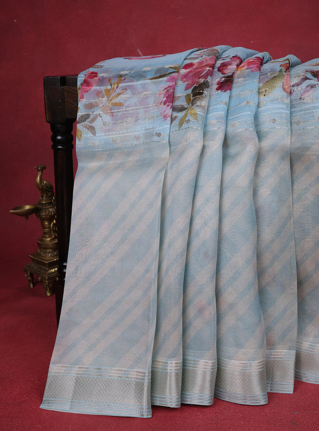 Pastel Blue Organza Silk Saree