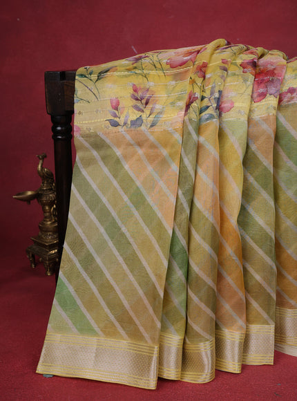 Yellow Organza Silk Saree