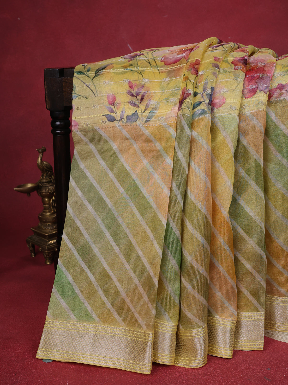 Yellow Organza Silk Saree