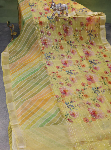 Yellow Organza Silk Saree