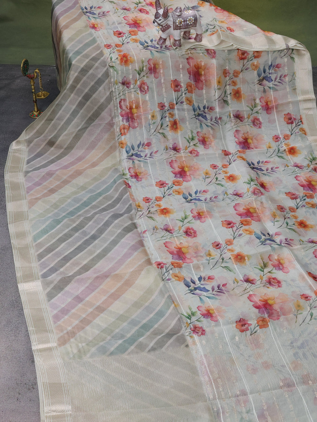 Off White Organza Silk Saree