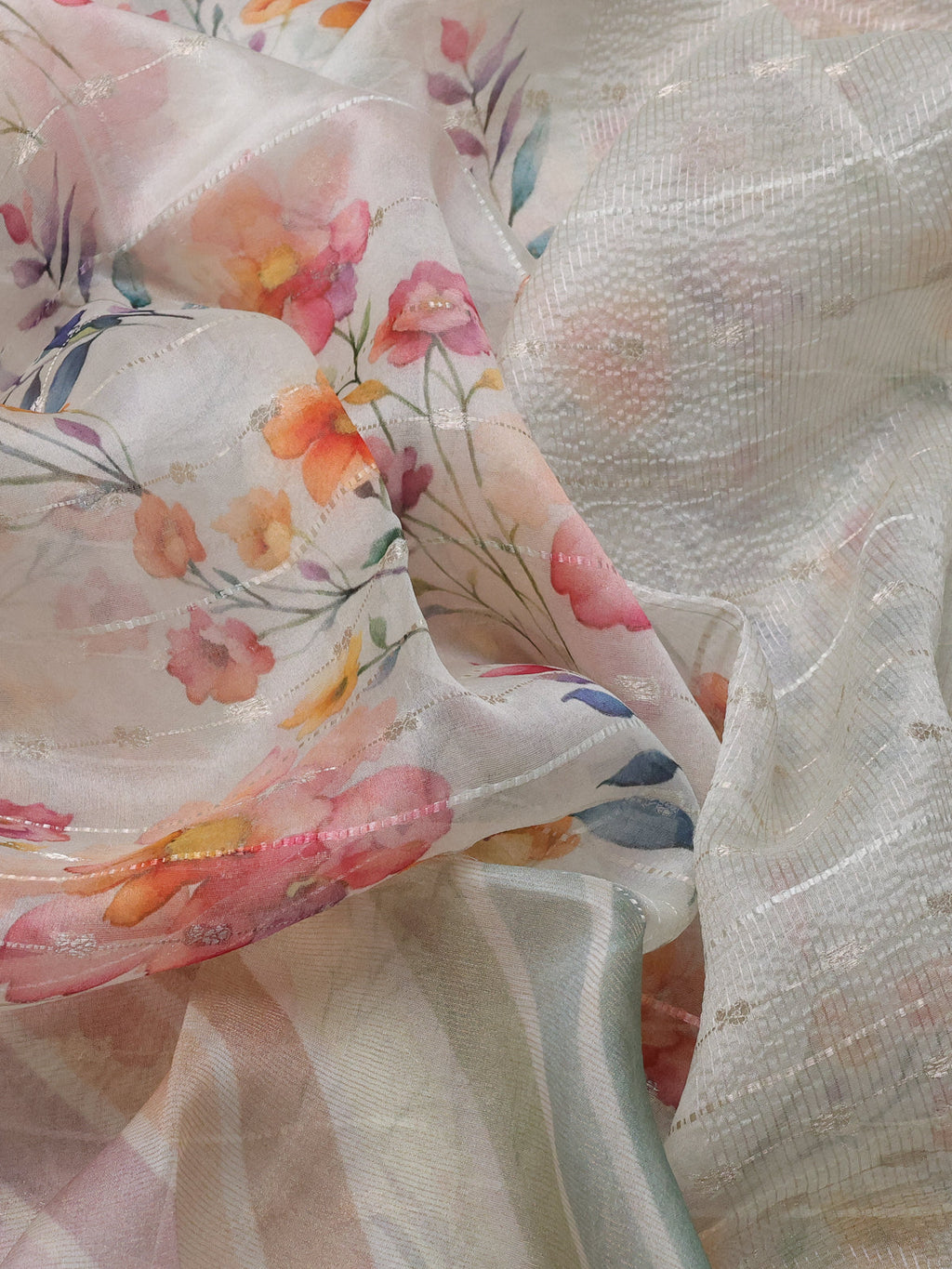 Off White Organza Silk Saree